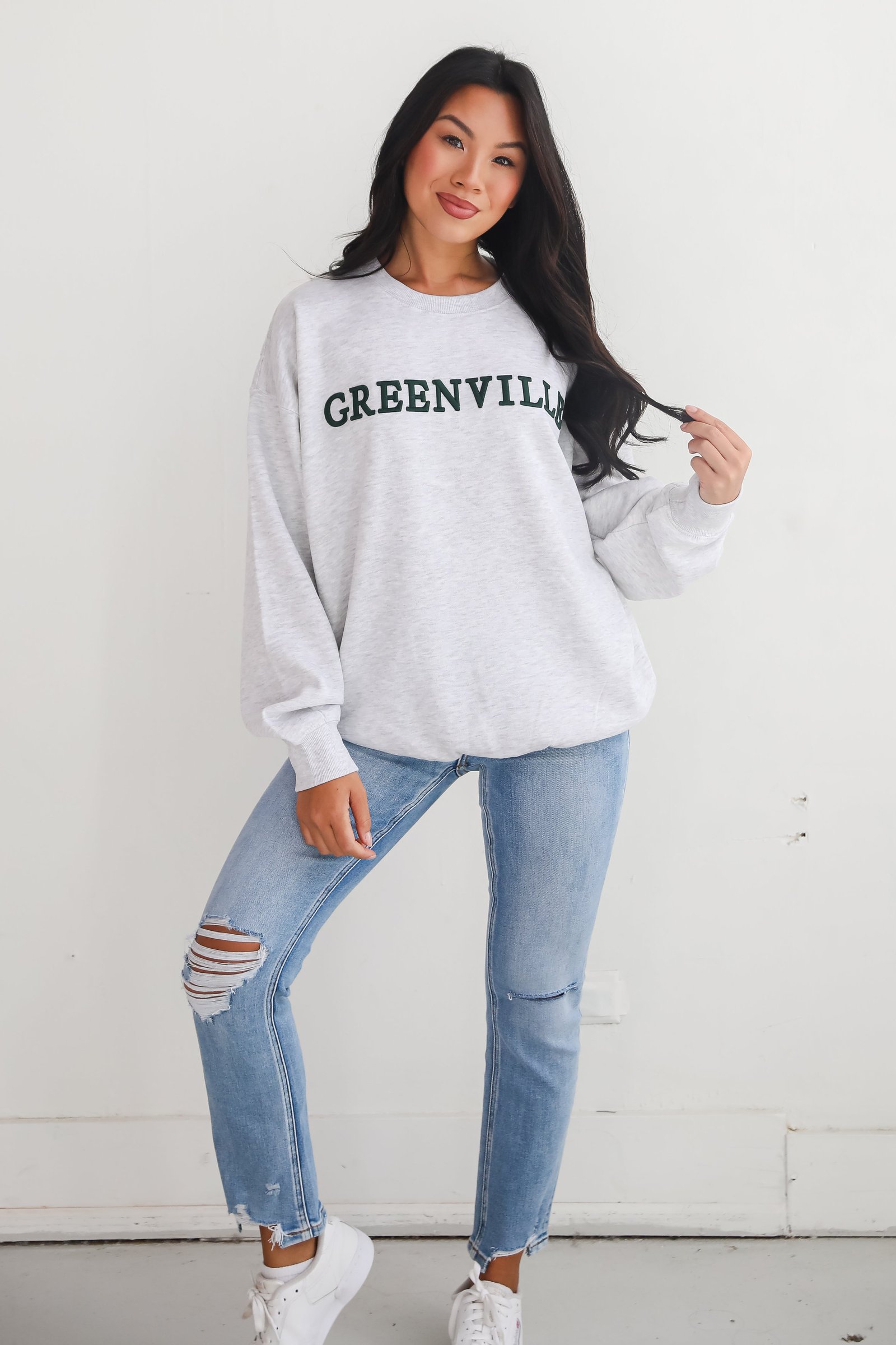 Heather Grey Greenville Embroidered Sweatshirt KP9