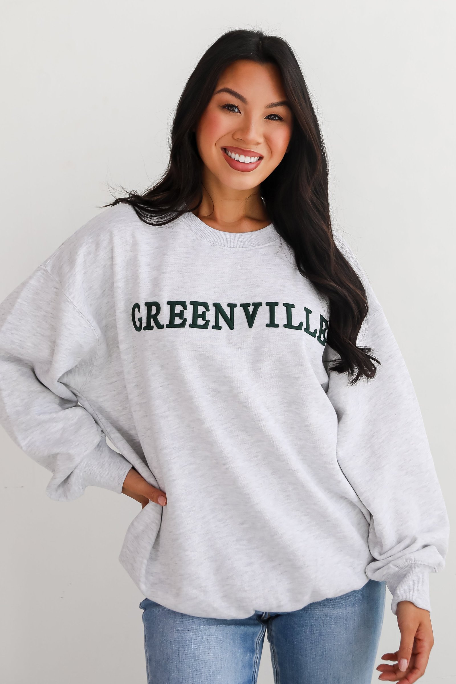 Heather Grey Greenville Embroidered Sweatshirt KP9