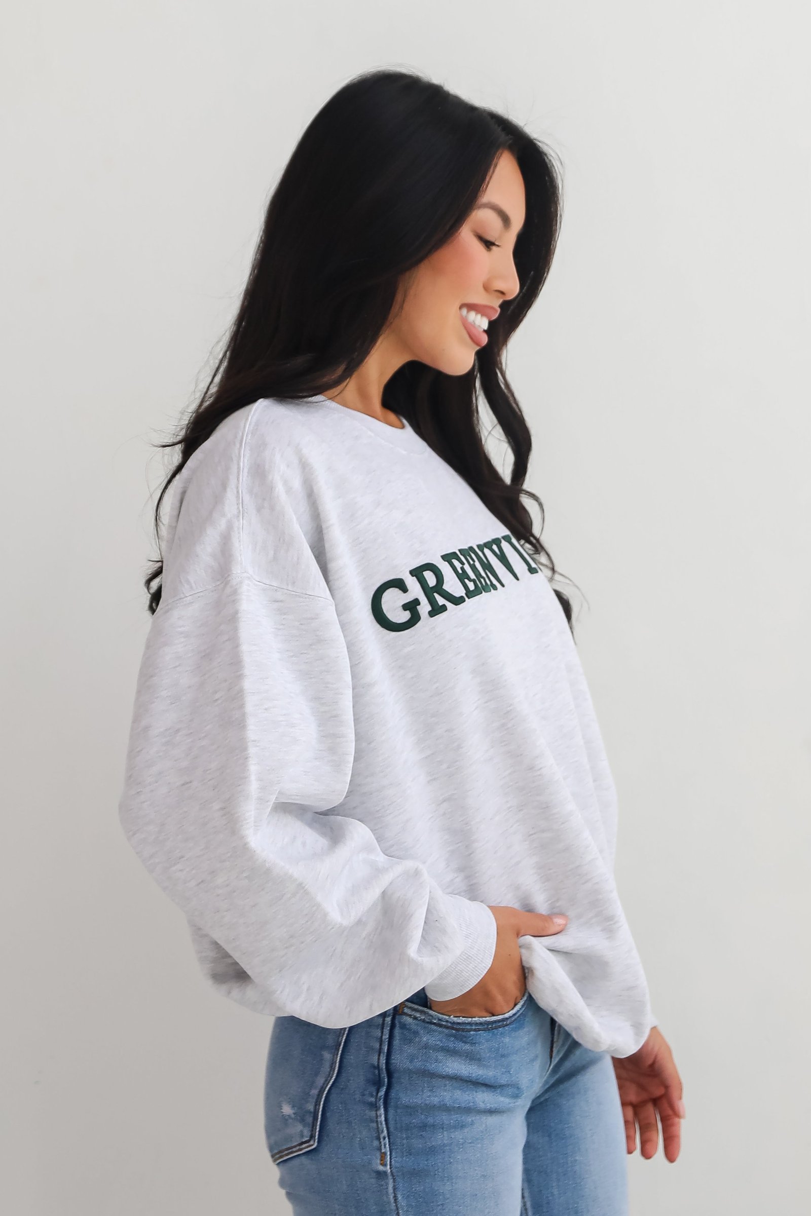 Heather Grey Greenville Embroidered Sweatshirt KP9