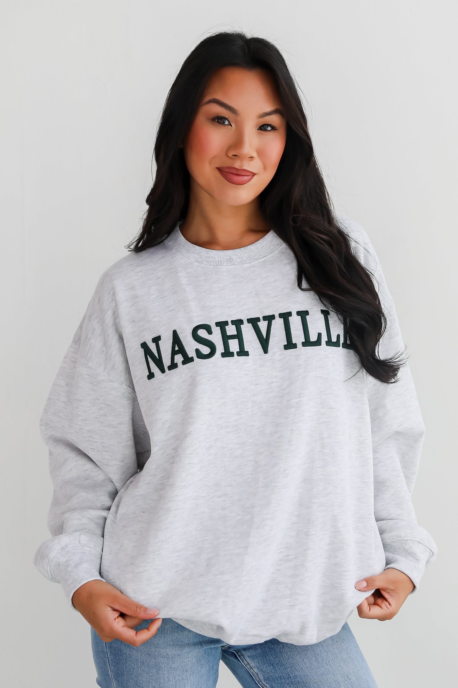 Heather Grey Nashville Embroidered Sweatshirt KP6